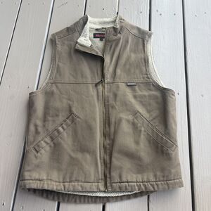 WOLVERINE Men's Zip Up Canvas VEST Fleece Lining Winter Olive Green Size Medium